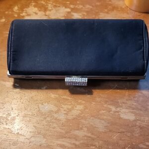 Elegant Vintage Black Clutch with Silver Accent